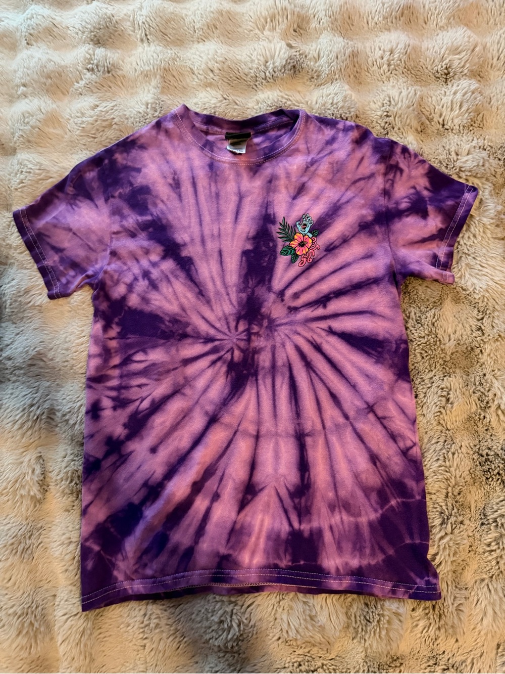 Santa Cruz Purple Tie-Dye T-Shirt with Floral Patch